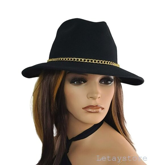 NWT CINTELLI & GALLUZZO Italy Wool Chain Strap Felt Fedora Hat